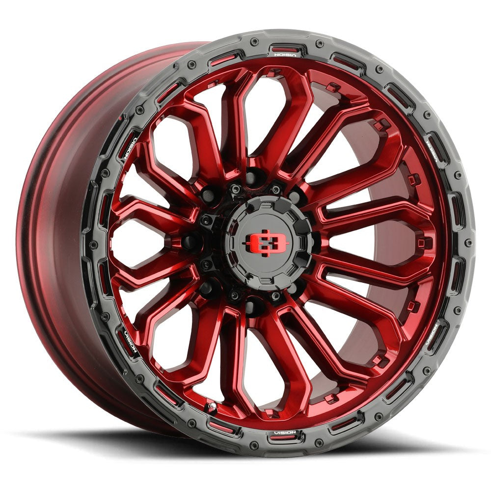 20x9 Vision 405 Korupt Gloss Red With Gloss Black Lip Wheel 8x180 (12mm)