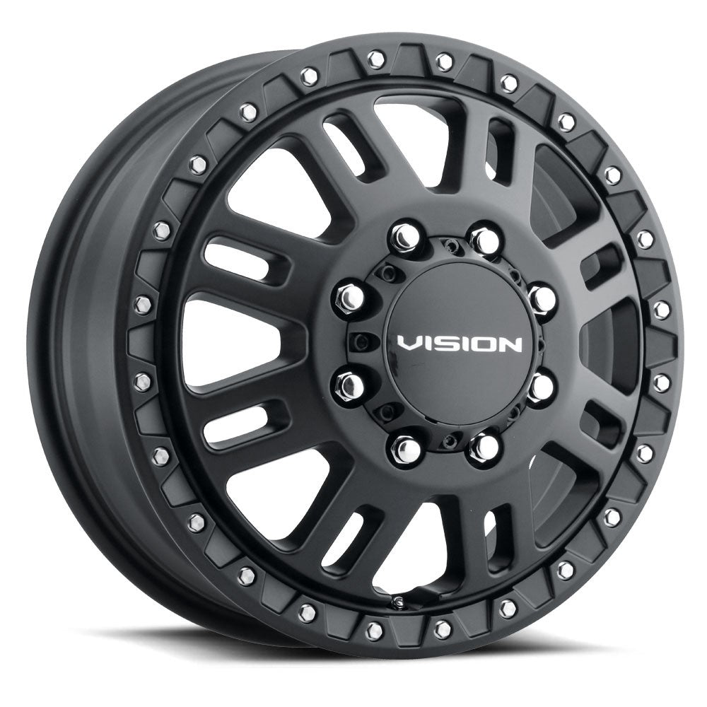 17x6.5 Vision 408 Manx 2 Satin Black DUALLY FRONT Wheel 8x200 (121.35mm)