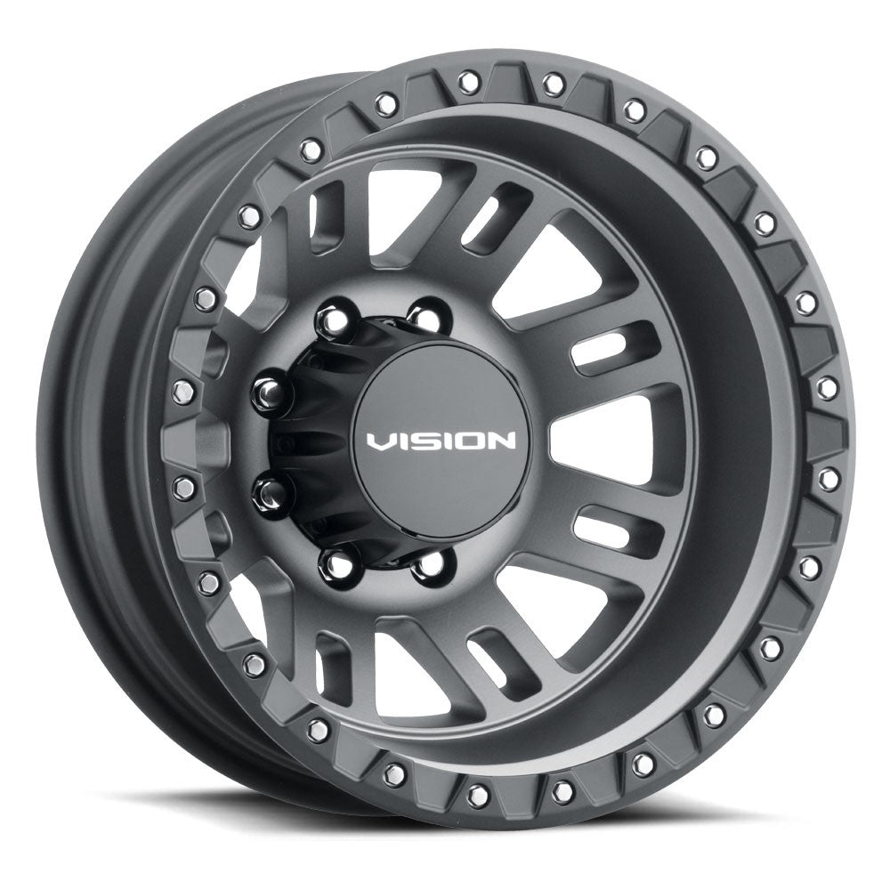 17x6.5 Vision 408 Manx 2 Satin Grey DUALLY REAR Wheel 8x200 (-143.35mm)