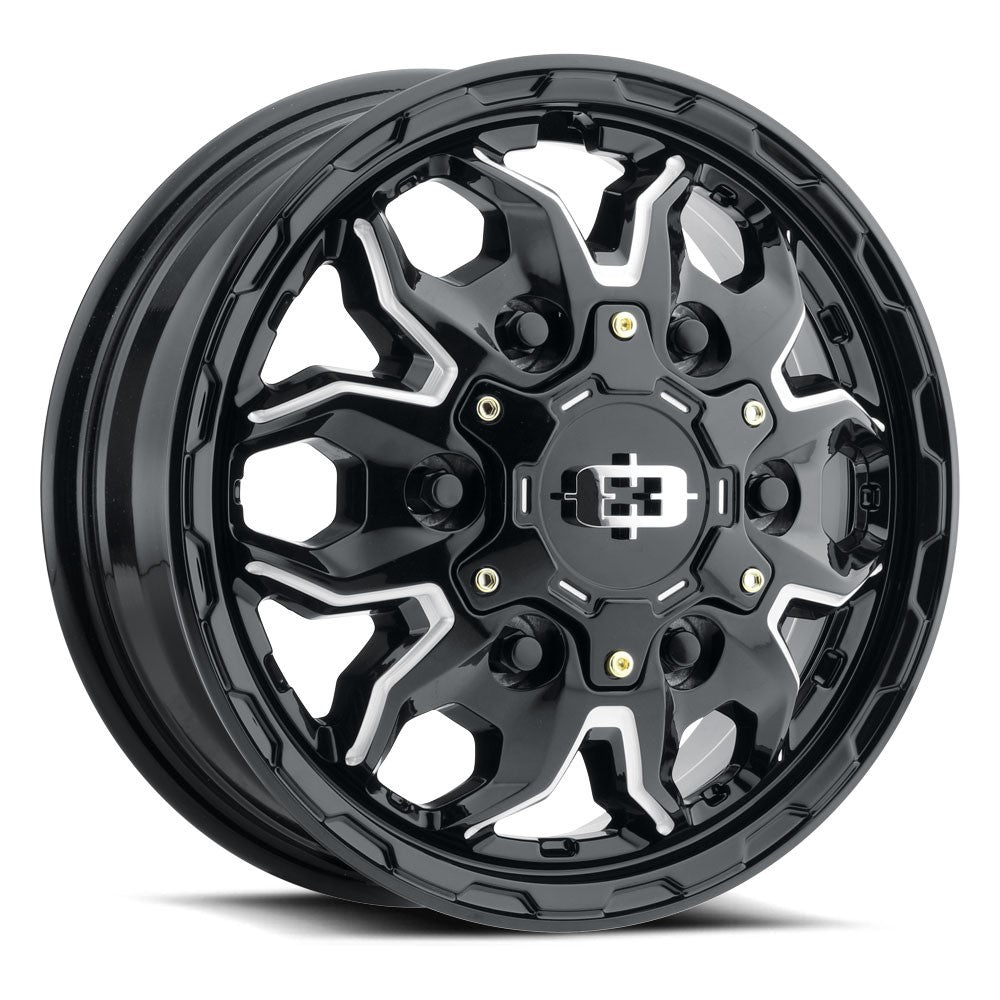 16x6 Vision 410 Korupt DUALLY FRONT Gloss Black Milled Spoke Wheel 6x180 (84mm)