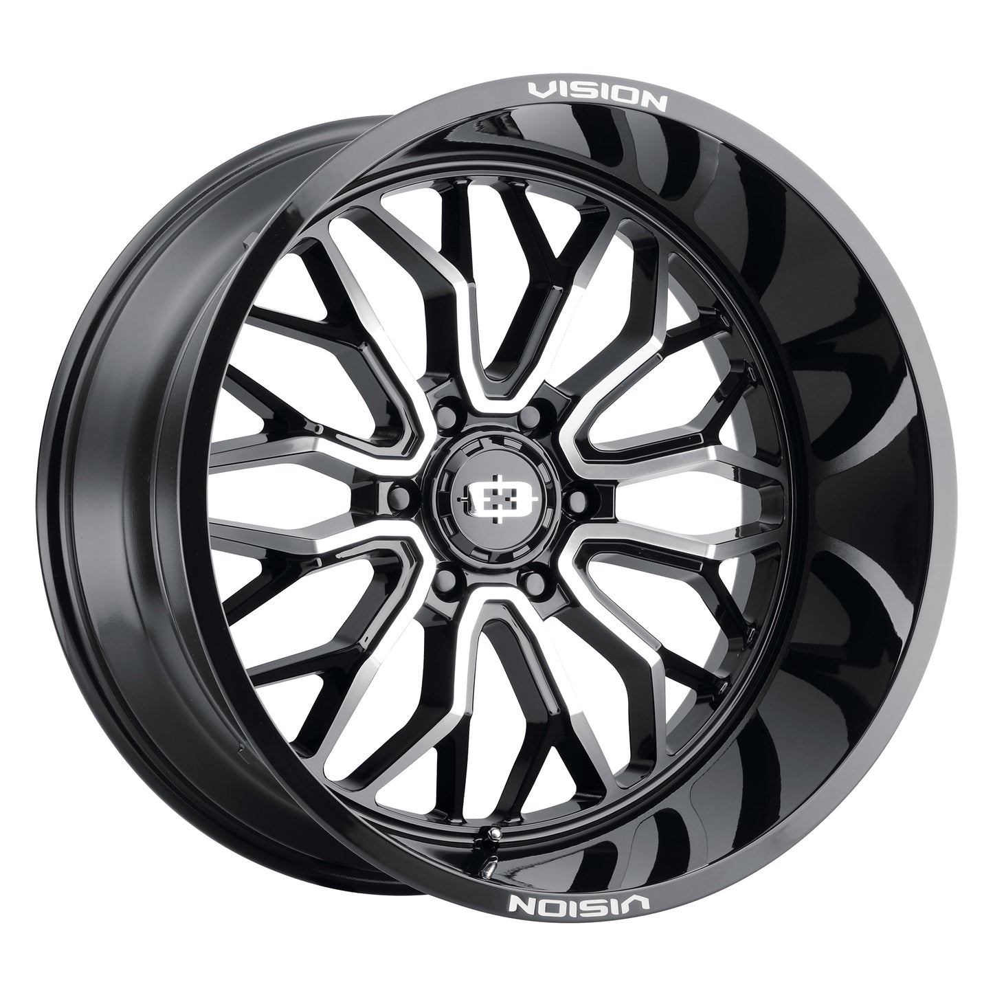 22x12 Vision 402 Riot Gloss Black Machined Face Wheel 8x170 (-51mm)