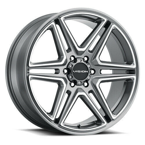 22x9.5 Vision 476 Wedge Gunmetal Machined Wheel 6x135 (30mm)