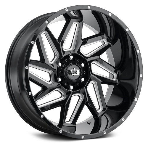 22x12 Vision Off-Road 361 Spyder Gloss Blk Milled Wheel 6x5.5 (-57mm)