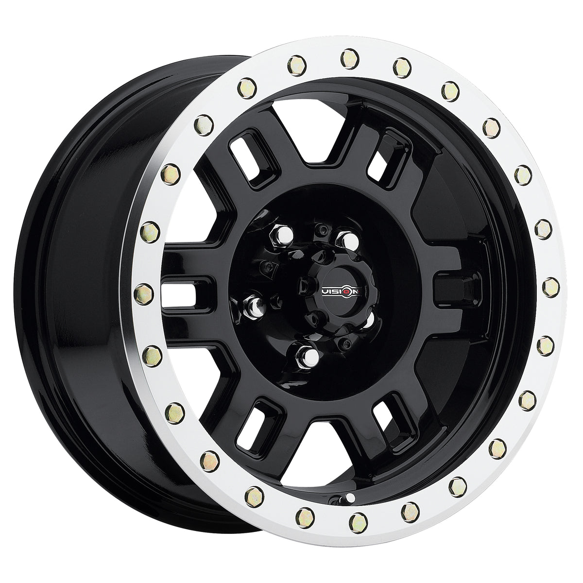 17x8.5 Vision 398 Manx Beadlock Matte Black Machined Lip Wheel 5x5.5 (-15mm)