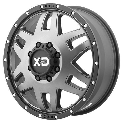 20x8.25 XD XD130 MACHETE DUALLY Front Matte Gray Black Ring Wheel 8X6.5 (127mm)