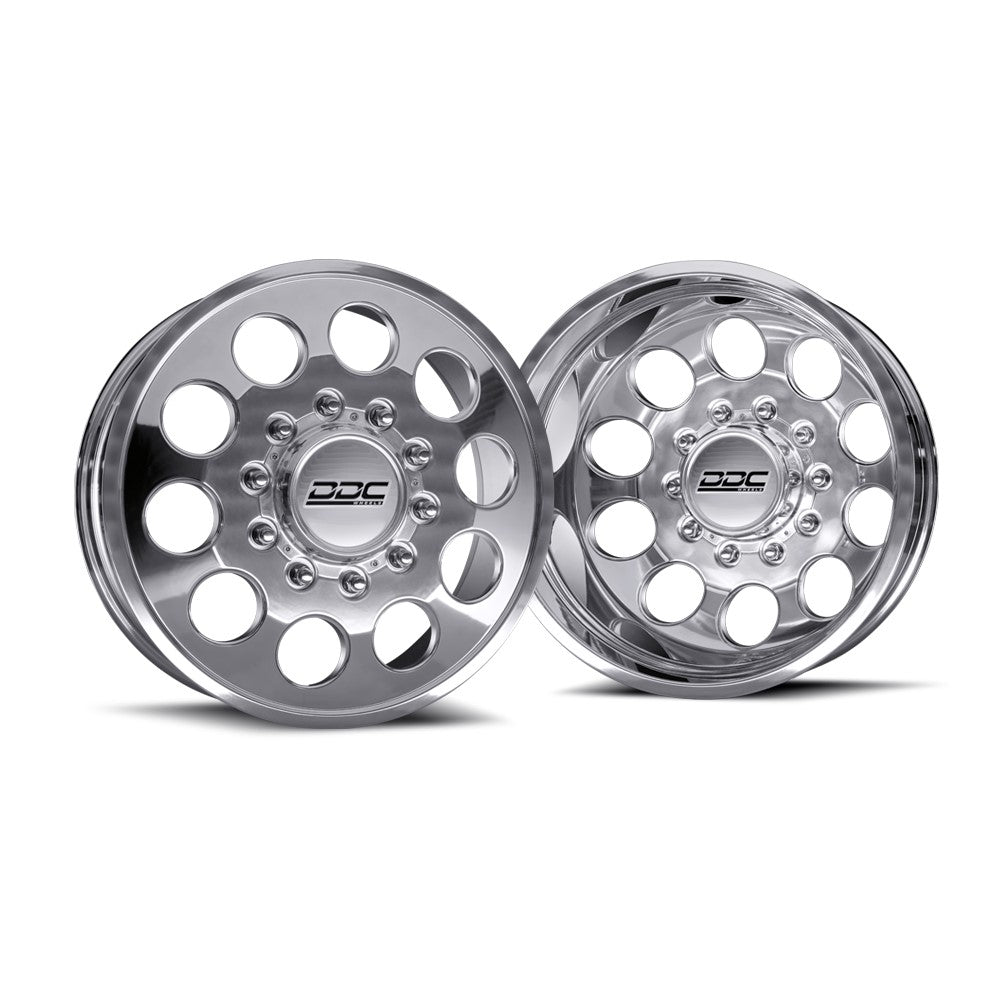 22x8.5 DDC The Hole Polished FORD/DODGE DUALLY Wheels 10x225 Set of 6 (Lug Nuts Included) Fits up to 12.50 tire