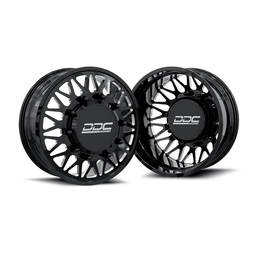 24x8.25 DDC Mesh Black Milled GM/DODGE/FORD FORGED DUALLY Wheels 8x6.5 Set of 6