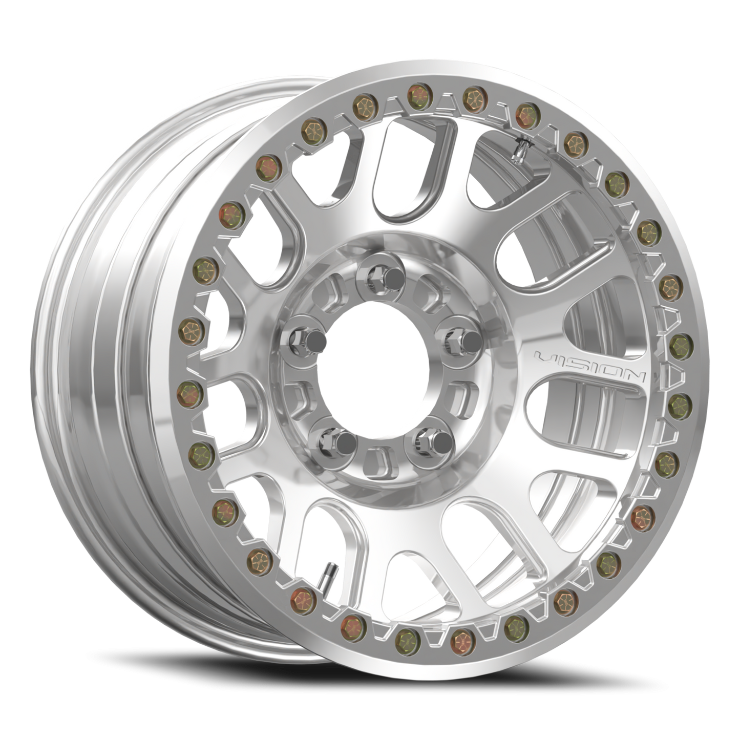 17x9 Vision 111BL F-Nemesis Polished FORGED BEADLOCK Wheel 5x5.5 (-12mm)