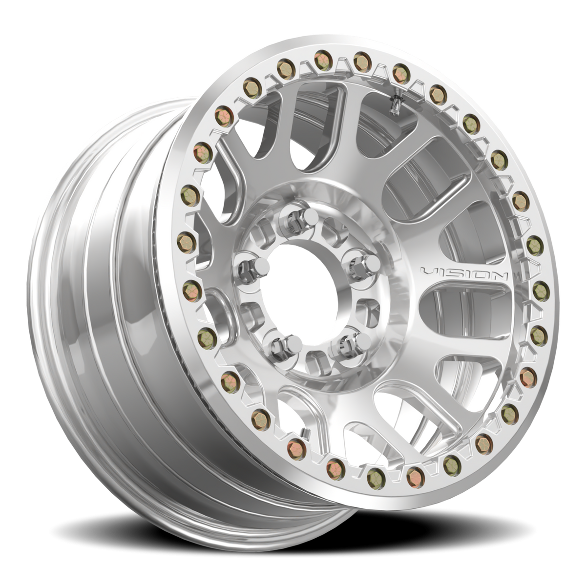 17x9 Vision 111BL F-Nemesis Polished FORGED BEADLOCK Wheel 5x5.5 (-12mm)