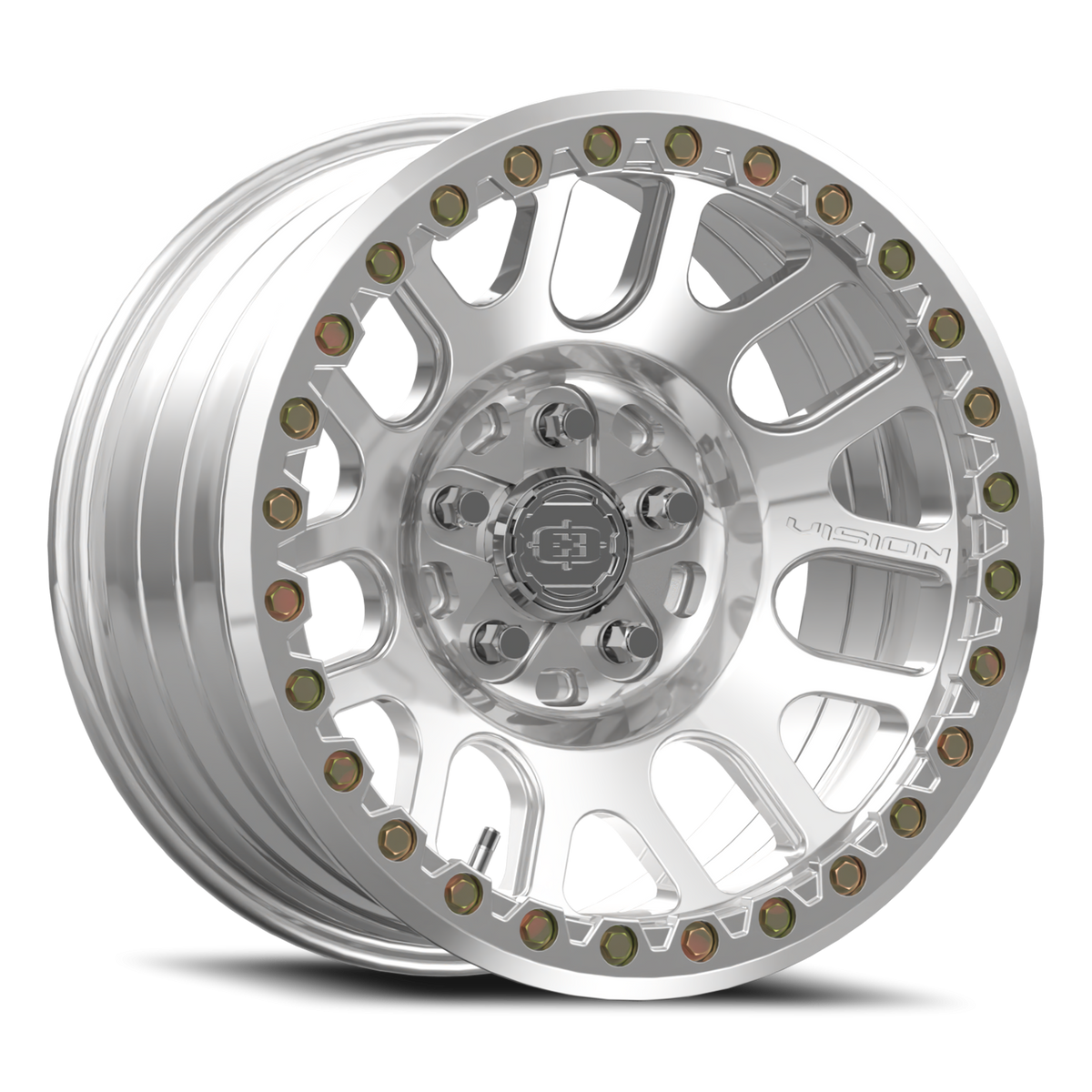 17x9 Vision 111BL F-Nemesis Polished FORGED BEADLOCK Wheel 5x5 (-12mm)