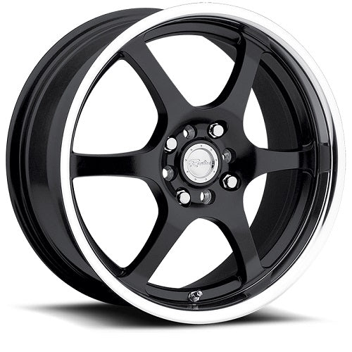 17x7.5 Raceline Type 126B Blk W/Mirrored Lip Wheel 5x100/5x115 (+40mm)