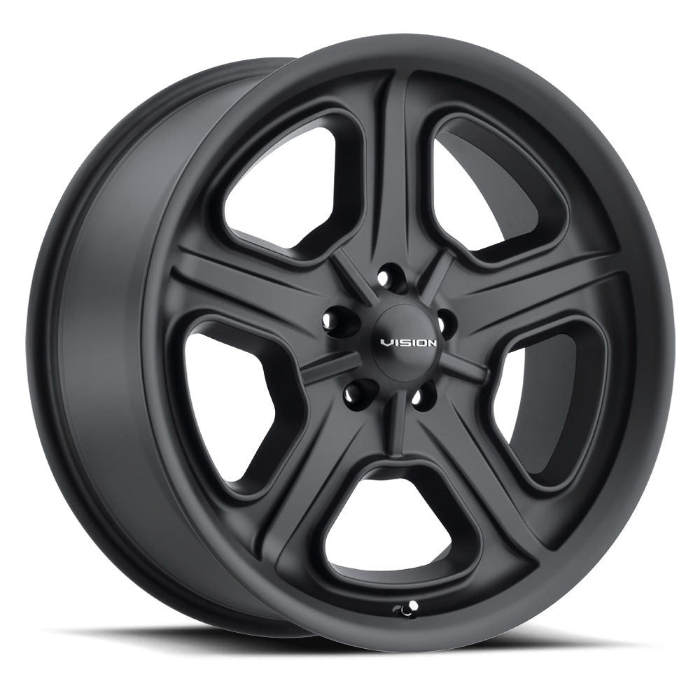 15x8 American Muscle 147 Daytona Satin Black Wheel 5x5 (0mm)