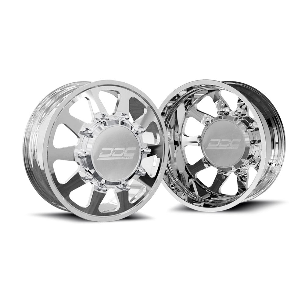 20x8.25 DDC Ten Polished FORD/DODGE FORGED DUALLY Wheels 10x225 Set of 6