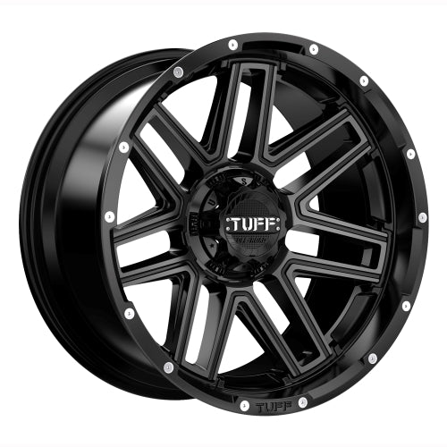 24x11 Tuff T17 SATIN BLACK W/ TINTED MACHINED FACE Wheel 6x135 (-25mm)
