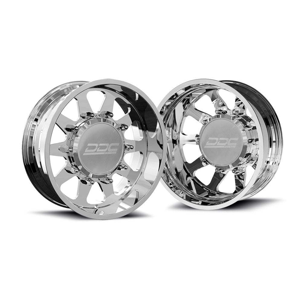 24x10 DDC Ten Polish 11-UP GM FORGED SUPER SINGLE DUALLY Wheels 8x210 Set of 6