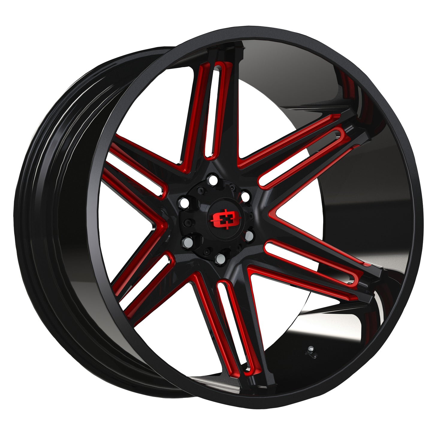 20x10 Vision 363 Razor Gloss Black Milled Spoke w/ Red Tint Wheel 5x5.5 (-25mm)