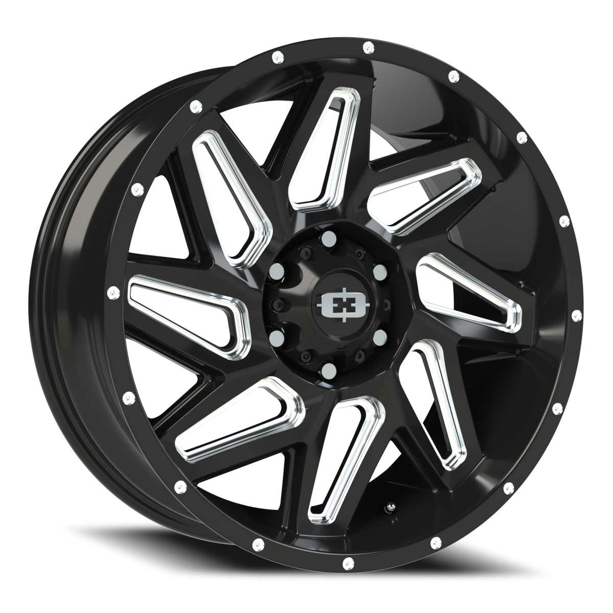 20x9 Vision 361 Spyder Gloss Black Milled Spoke Wheel 6x5.5 (12mm)