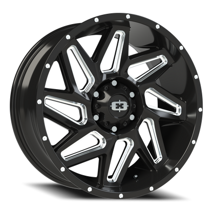 20x9 Vision 361 Spyder Gloss Black Milled Spoke Wheel 6x5.5 (12mm)