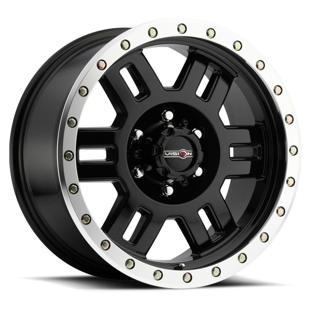 18x9 Vision Off-Road 398 Manx Black Machined Wheel 8x180 (0mm)