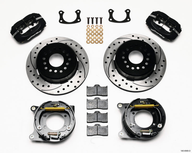 Wilwood Forged Dynalite P/S Park Brake Kit Drilled New Big Ford 2.50in offset Staggered Shock