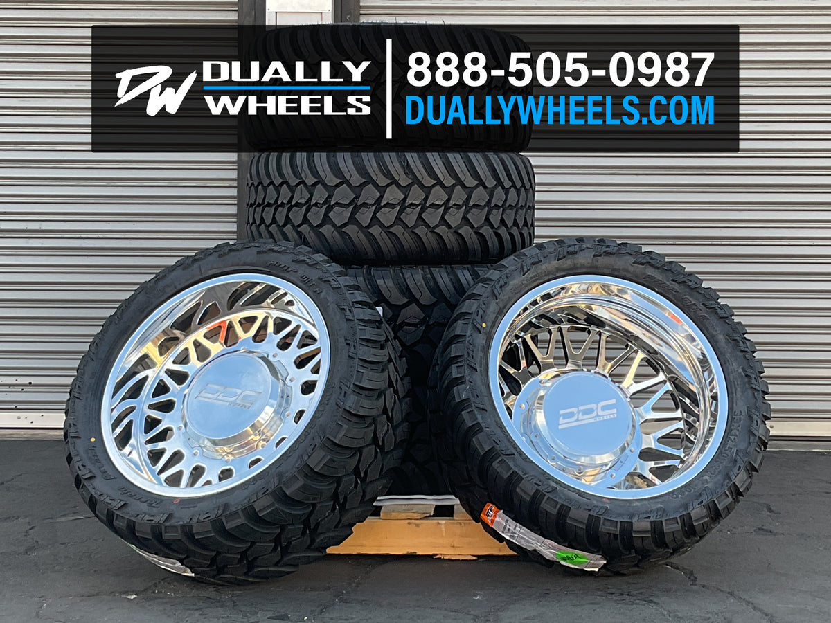 24x10 DDC Mesh Pol 11-UP GM FORGED SUPER SINGLE DUALLY Wheels 8x210 Set of 6