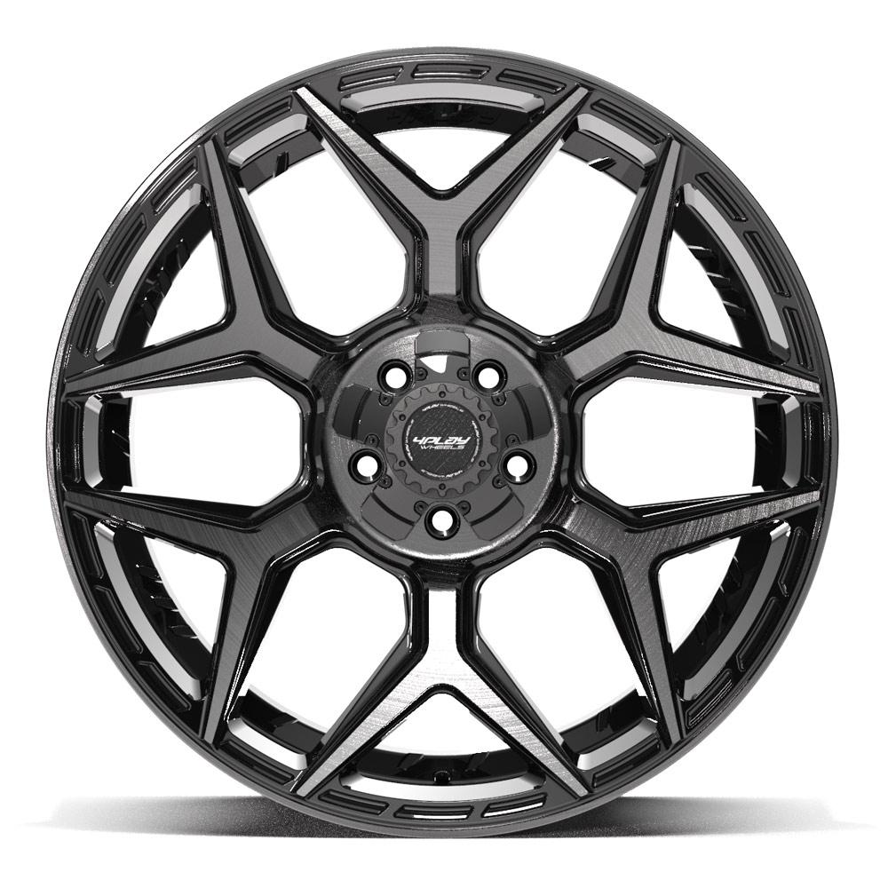 22x10 4PLAY 4P06 Gloss Black Brushed Face Wheel 5x5/5x5.5 (-18mm)