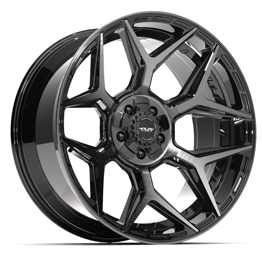 22x10 4PLAY 4P06 Gloss Black Brushed Face Wheel 5x5/5x5.5 (-18mm)