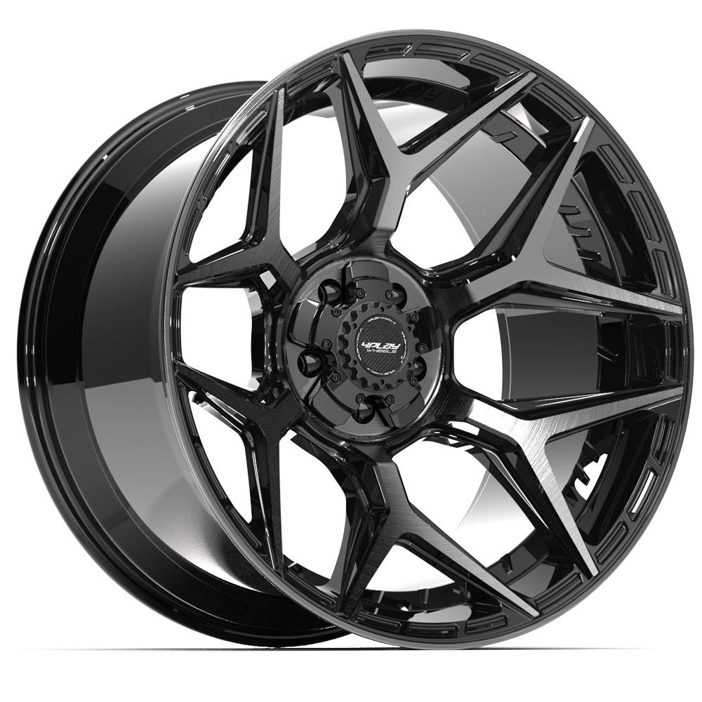 22x12 4PLAY 4P06 Gloss Black Brushed Face Wheel 5x5/5x5.5 (-44mm)