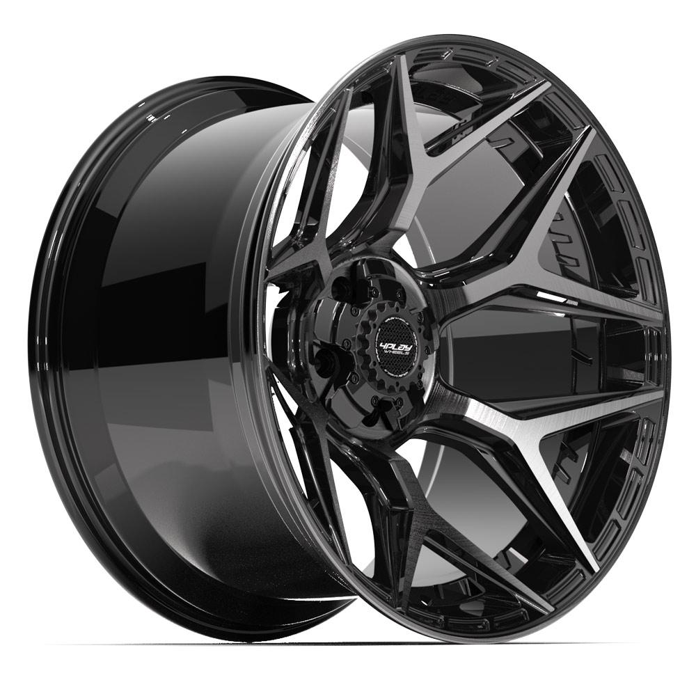 22x12 4PLAY 4P06 Gloss Black Brushed Face Wheel 5x5/5x5.5 (-44mm)