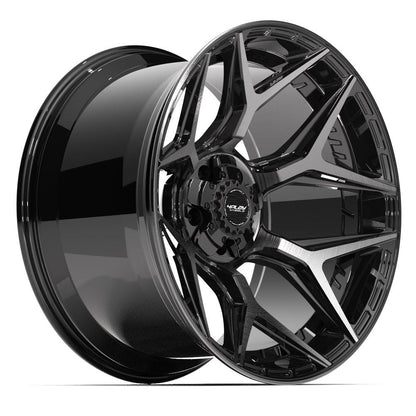22x12 4PLAY 4P06 Gloss Black Brushed Face Wheel 5x5/5x5.5 (-44mm)