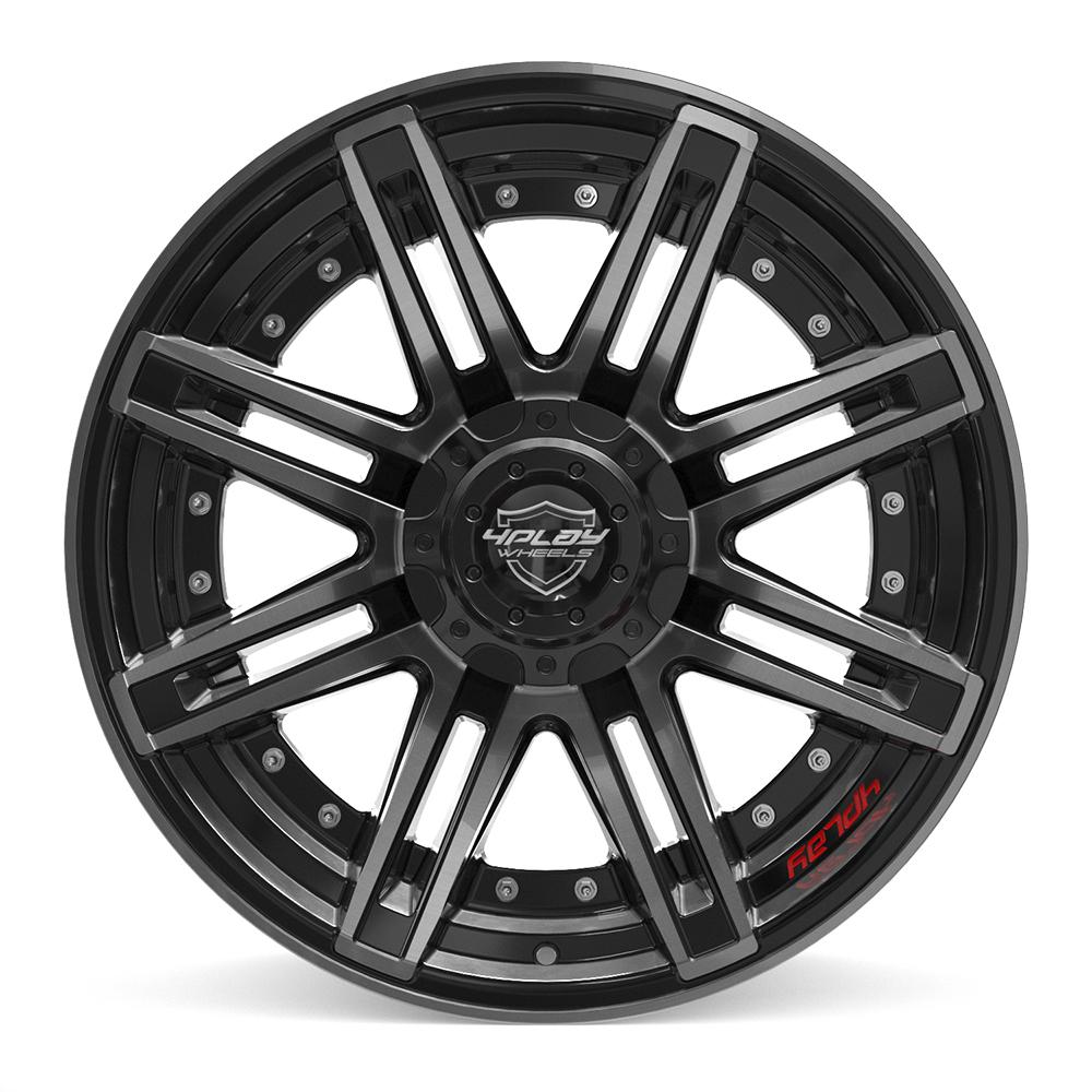 20x10 4PLAY 4P08 Gloss Black Brushed Face Wheel 5x5/5x5.5 (-24mm)