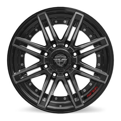 20x10 4PLAY 4P08 Gloss Black w/ Brushed Face & Tinted Clear Wheel 8x170 (-24mm)