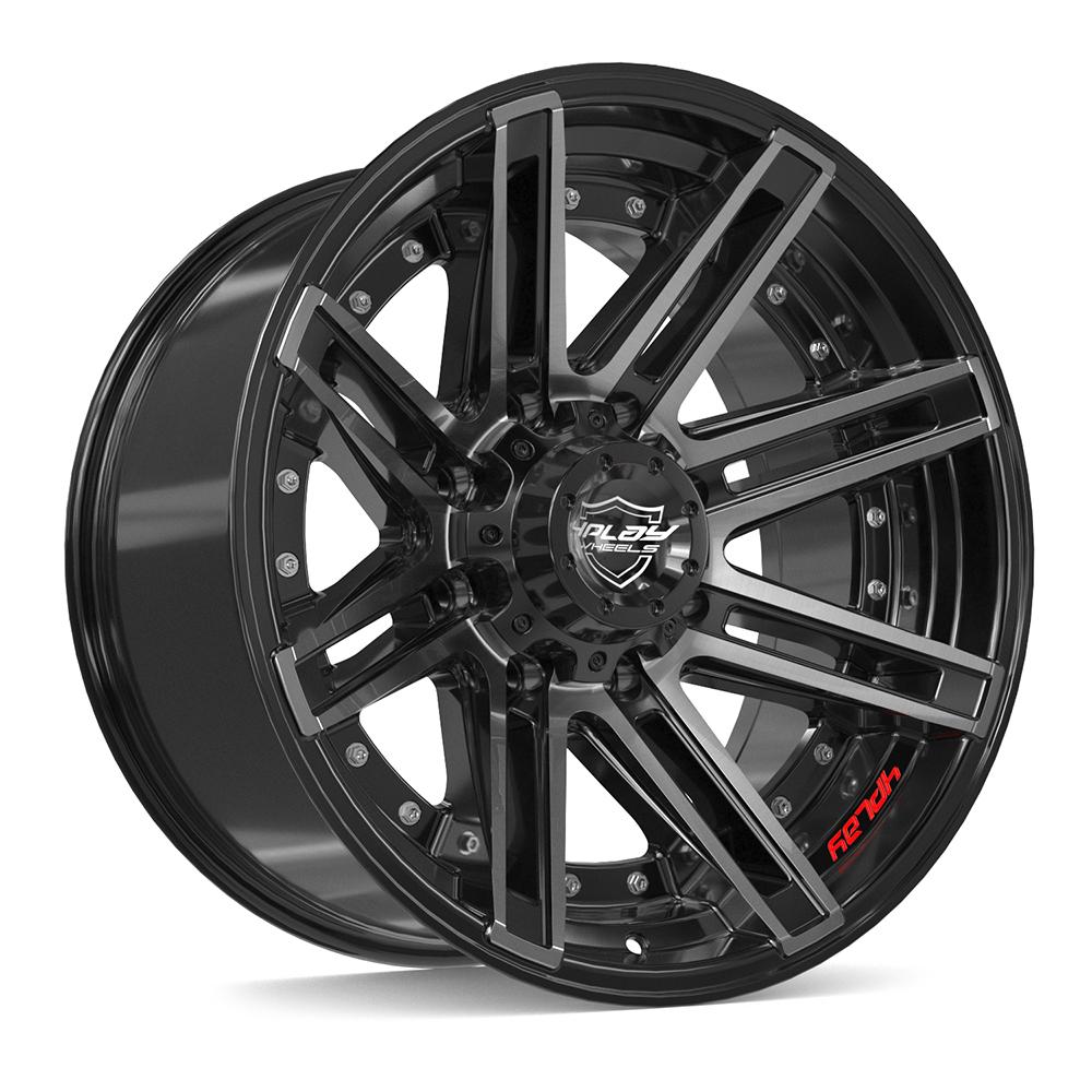 20x10 4PLAY 4P08 Gloss Black w/ Brushed Face & Tinted Clear Wheel 8x180 (-24mm)