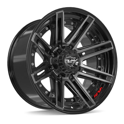 20x10 4PLAY 4P08 Gloss Black w/ Brushed Face & Tinted Clear Wheel 8x180 (-24mm)