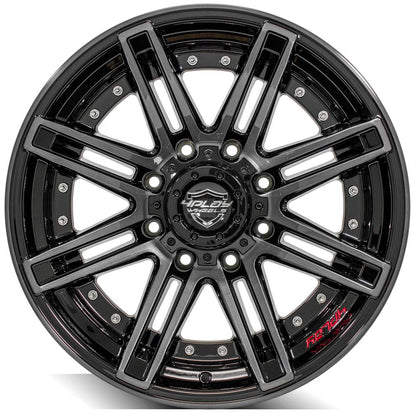 20x10 4PLAY 4P08 Gloss Black w/ Brushed Face & Tinted Clear Wheel 8x6.5 (-24mm)