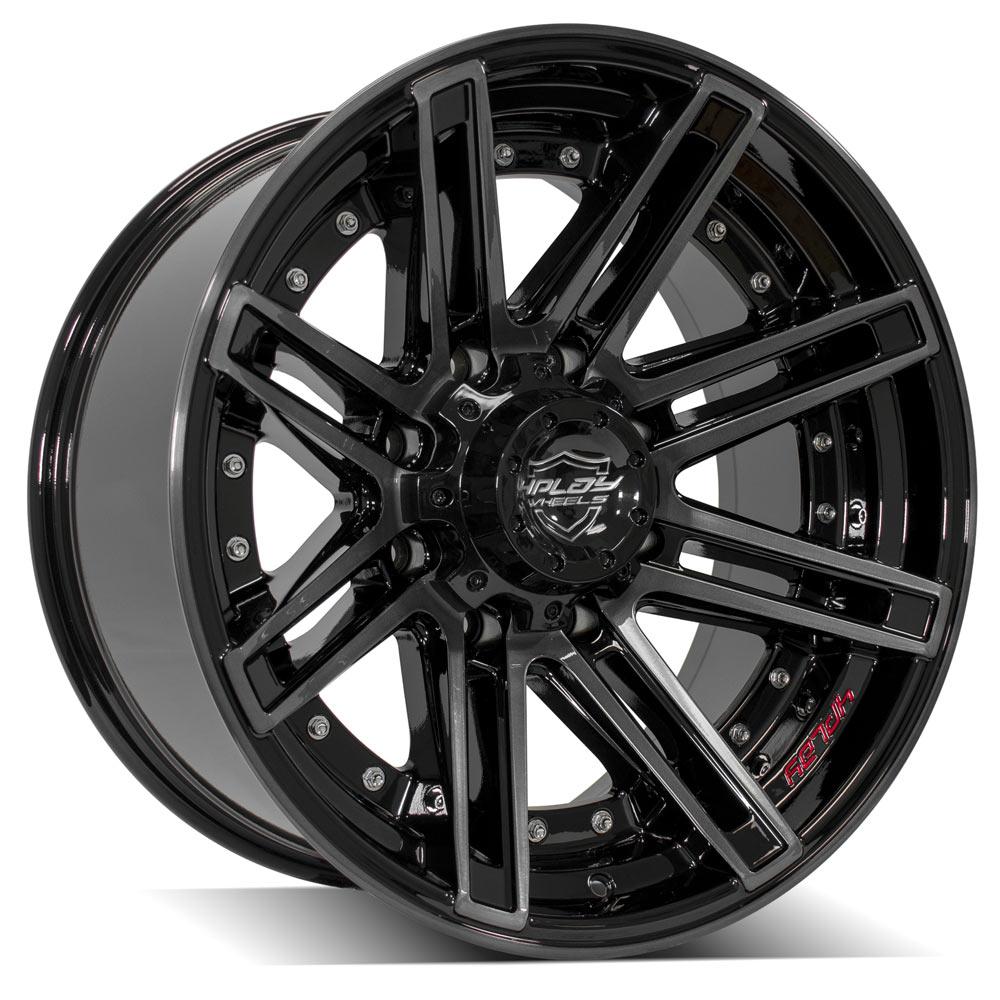 20x10 4PLAY 4P08 Gloss Black w/ Brushed Face & Tinted Clear Wheel 8x6.5 (-24mm)