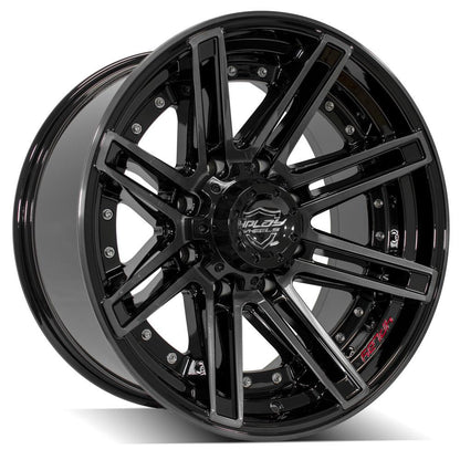 20x10 4PLAY 4P08 Gloss Black w/ Brushed Face & Tinted Clear Wheel 8x6.5 (-24mm)