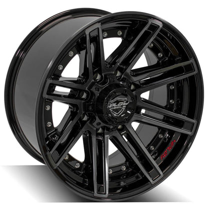 20x10 4PLAY 4P08 Gloss Black w/ Brushed Face & Tinted Clear Wheel 8x6.5 (-24mm)