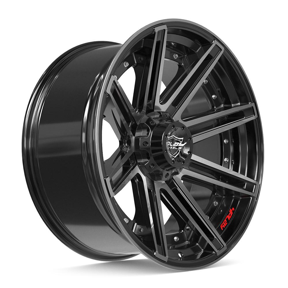 22x10 4PLAY 4P08 Gloss Black Brushed Face Wheel 5x5/5x5.5 (-24mm)