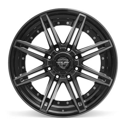 22x10 4PLAY 4P08 Gloss Black w/ Brushed Face & Tinted Clear Wheel 8x6.5 (-24mm)