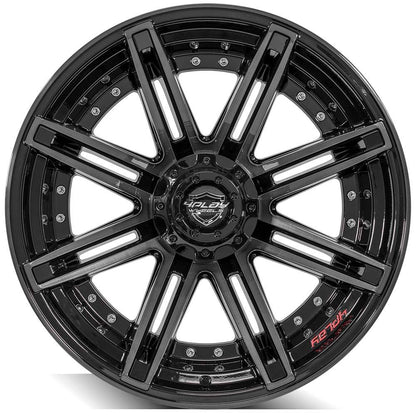 22x12 4PLAY 4P08 Gloss Black Brushed Face Wheel 6x135/6x5.5 (-44mm)