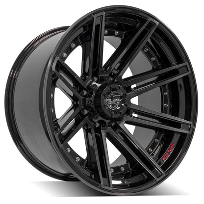 22x12 4PLAY 4P08 Gloss Black w/ Brushed Face & Tinted Clear Wheel 8x180 (-44mm)