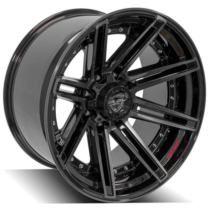 22x12 4PLAY 4P08 Gloss Black w/ Brushed Face & Tinted Clear Wheel 8x180 (-44mm)