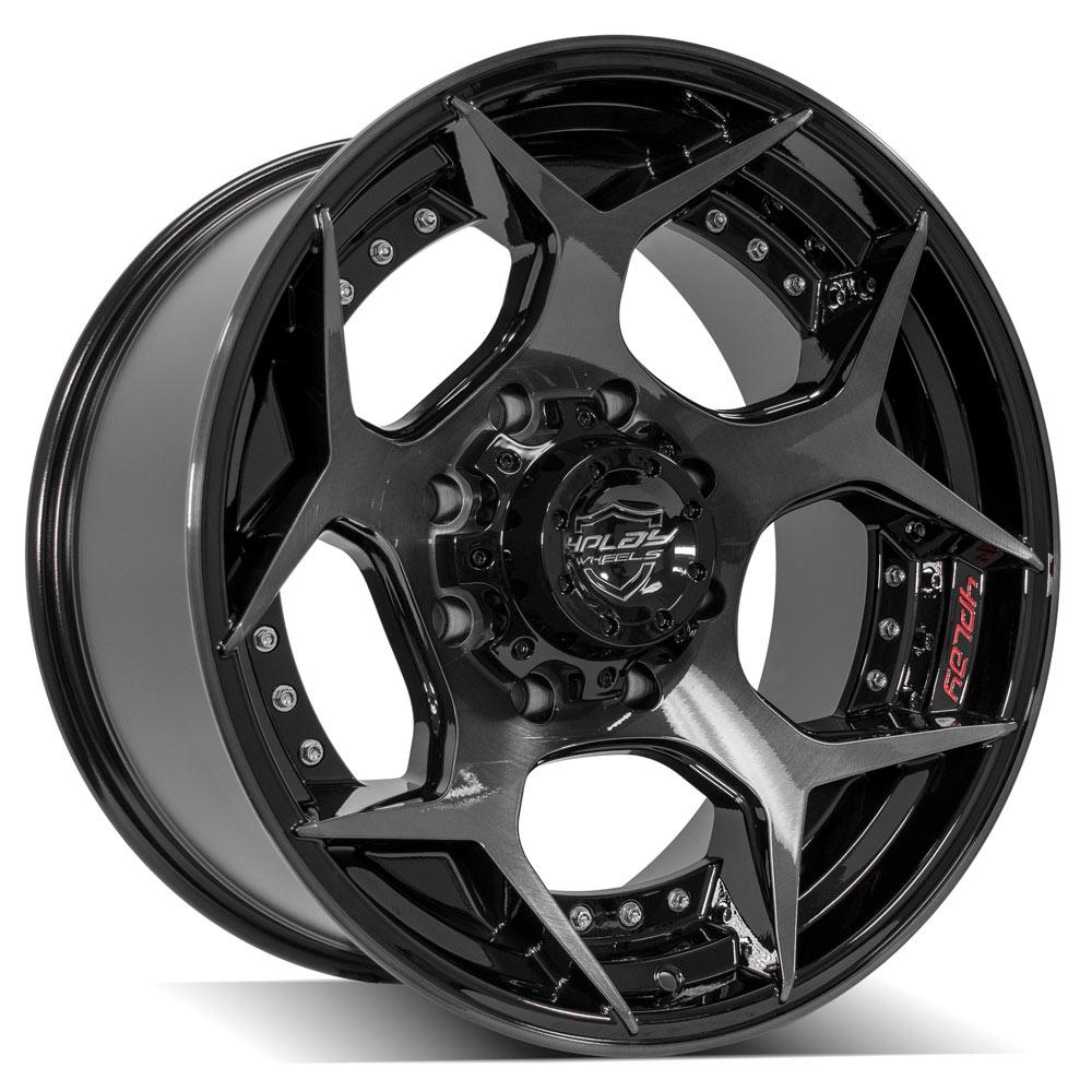 20x10 4PLAY 4P50 Gloss Black w/ Brushed Face & Tinted Clear Wheel 8x180 (-24mm)