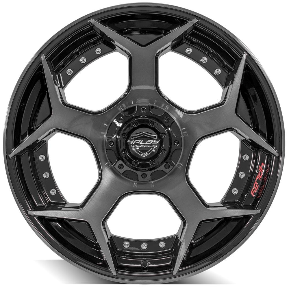 22x10 4PLAY 4P50 Gloss Black Brushed Face Wheel 5x5/5x5.5 (-24mm)