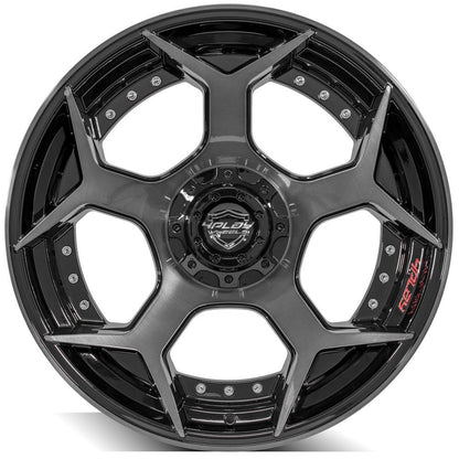 22x10 4PLAY 4P50 Gloss Black Brushed Face Wheel 5x5/5x5.5 (-24mm)
