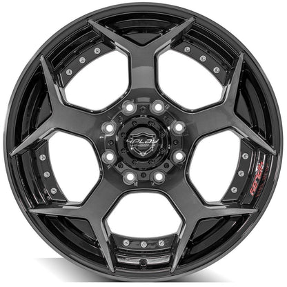 22x10 4PLAY 4P50 Gloss Black w/ Brushed Face & Tinted Clear Wheel 8x170 (-24mm)