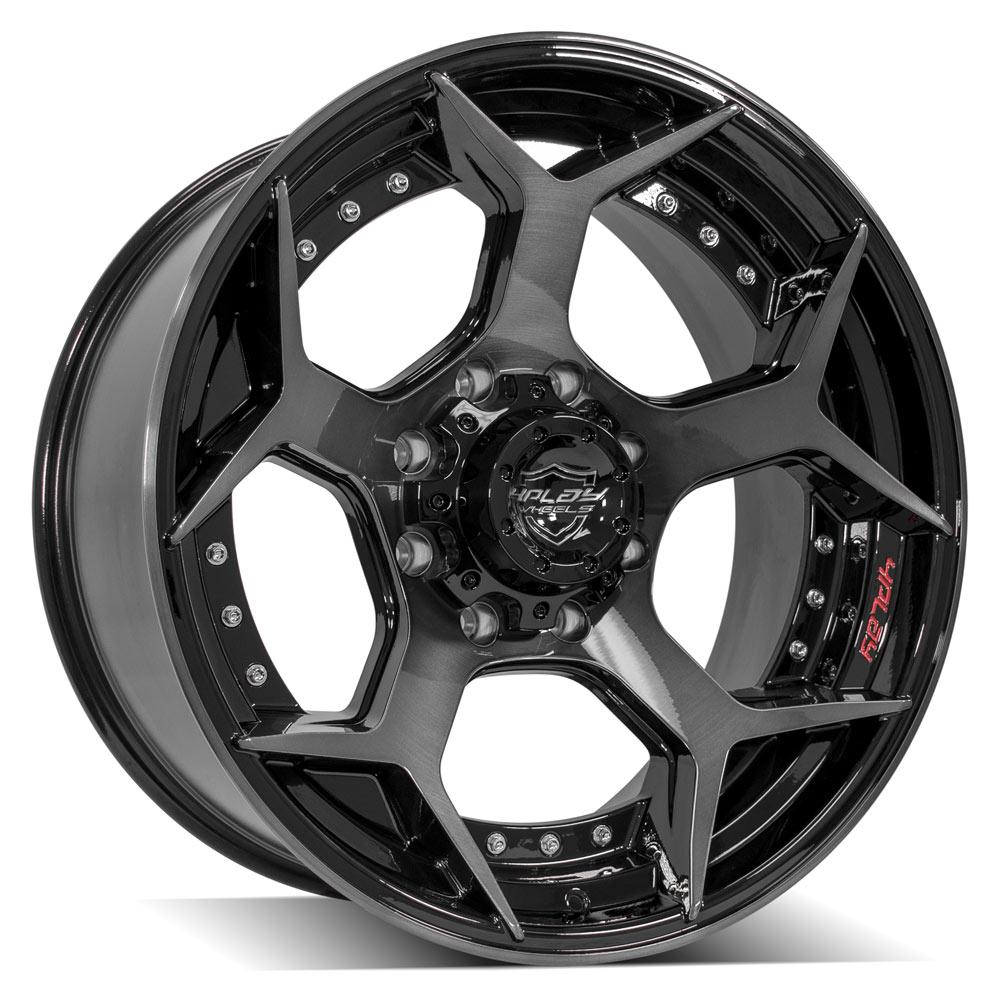 22x10 4PLAY 4P50 Gloss Black w/ Brushed Face & Tinted Clear Wheel 8x6.5 (-24mm)