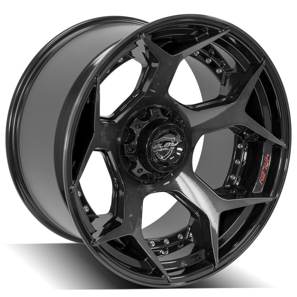 22x12 4PLAY 4P50 Gloss Black Brushed Face Wheel 6x135/6x5.5 (-44mm)