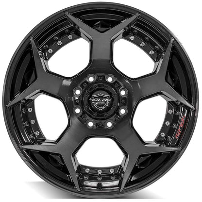 22x12 4PLAY 4P50 Gloss Black w/ Brushed Face & Tinted Clear Wheel 8x170 (-44mm)